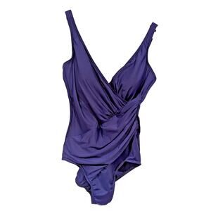 90s Miraclesuit Womens One Piece Swimsuit Size US 10 Purple Blue‎ Beach Classic